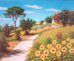 Paesaggio con girasoli